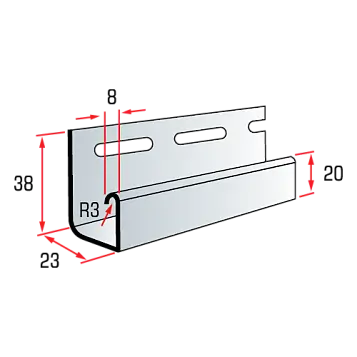 Планка "J - trim" К-15 - "Ясень" - 3,00м